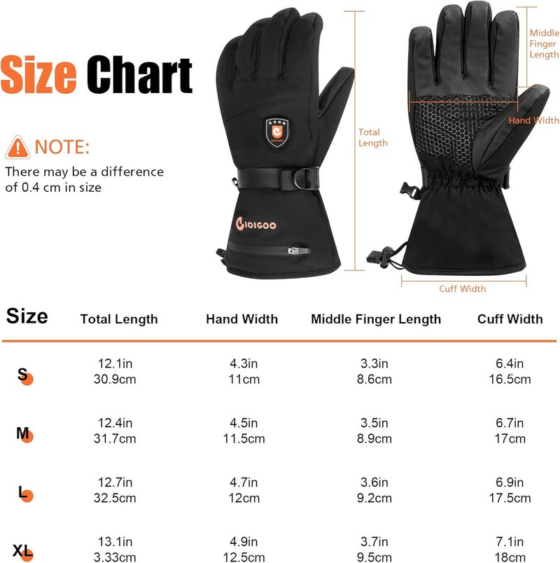GIOIGOO 7.4V 3200MAH Rechargeable Heated Gloves for Men Women Hand Warmer Snow Gloves for Ski Hiking Skating Camping Outdoor Activities - Image 4
